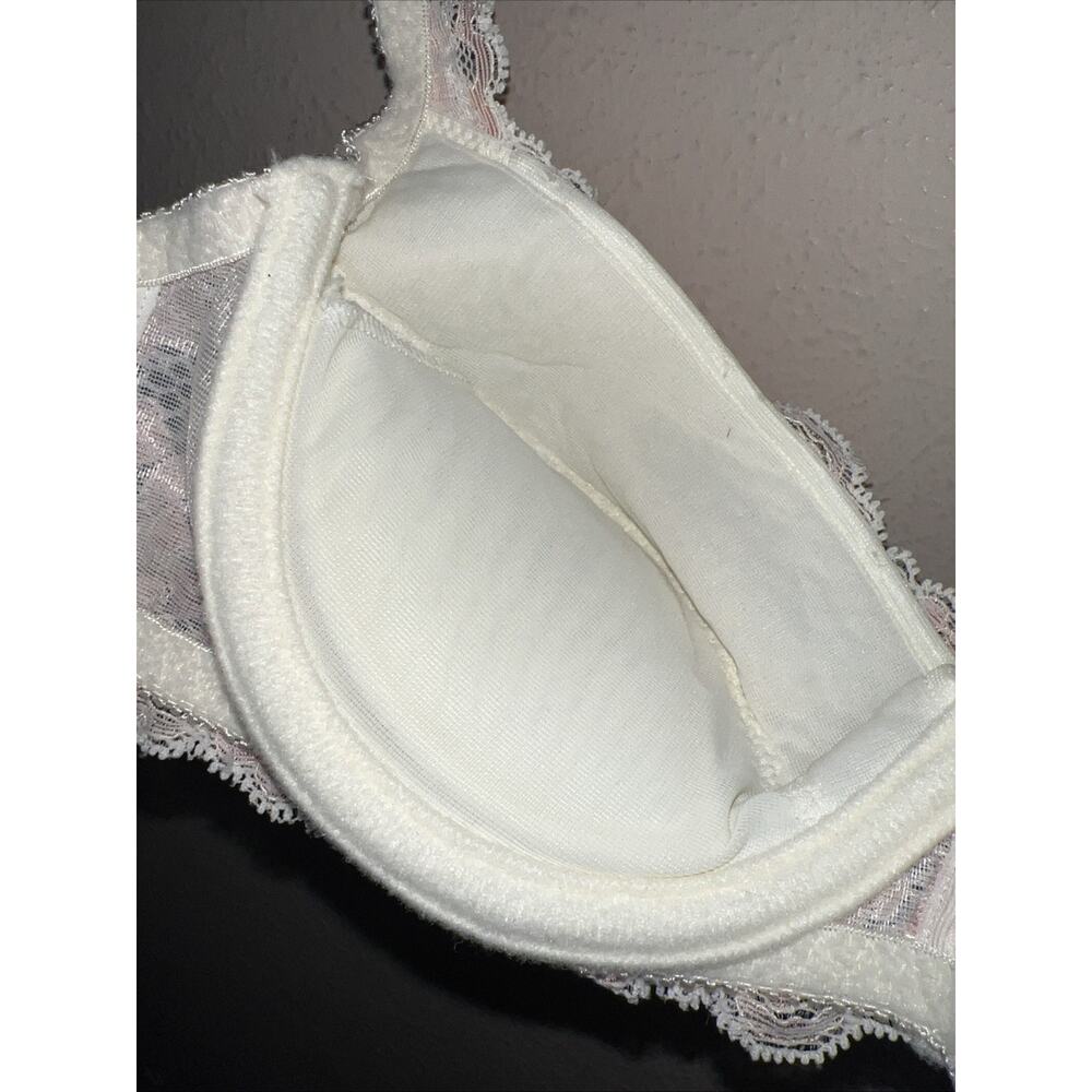 Vintage 90s Victoria's Secret Bra 32C Cream Pink Lace Removable Pads Push Up VS - Picture 11 of 13